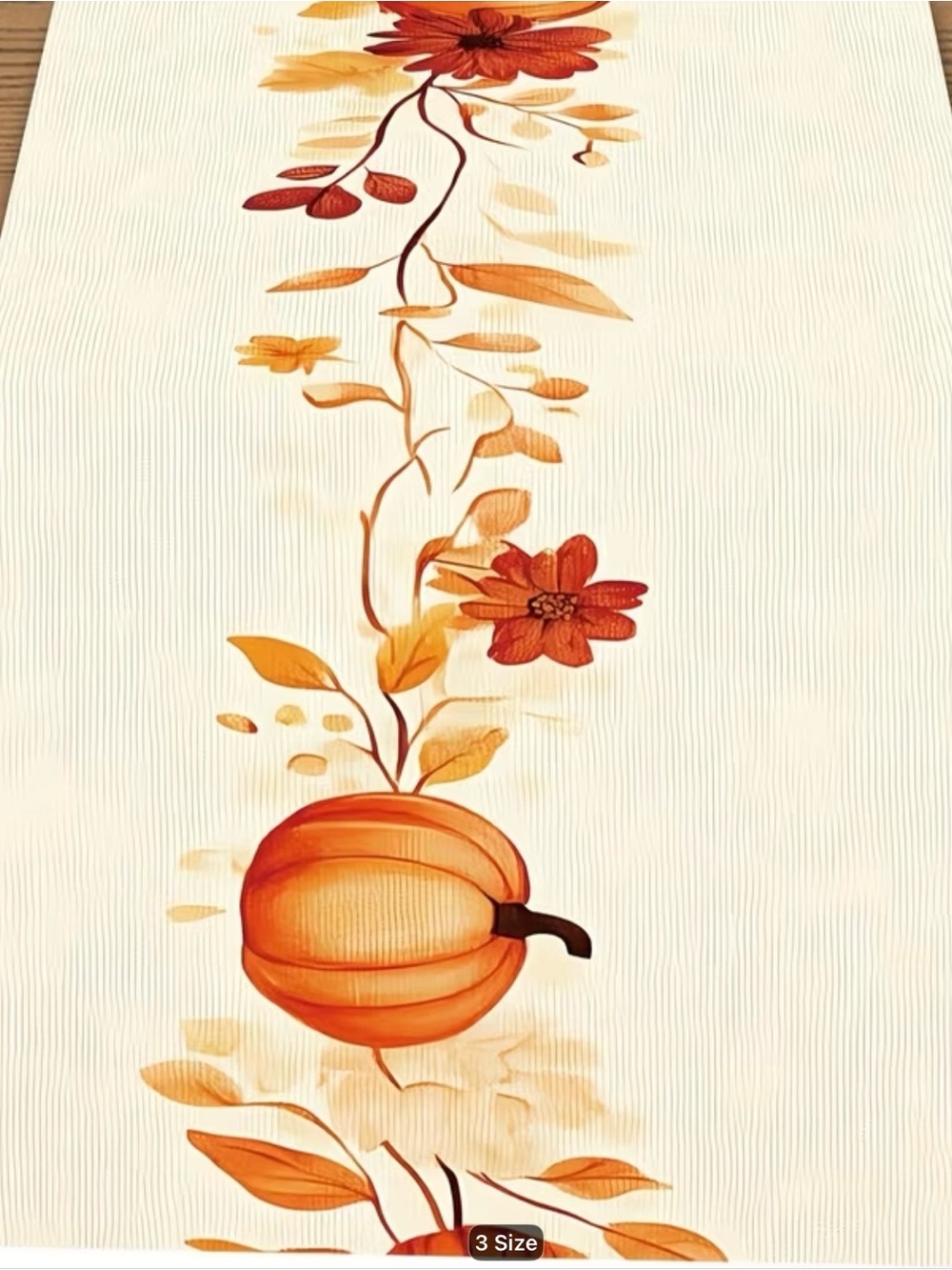 Autumn Pumpkin Floral Canvas Table Runner
